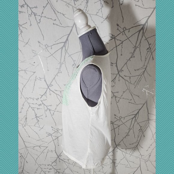 J. Crew White & Green Embroidered Boho Tank - Picture 3 of 5